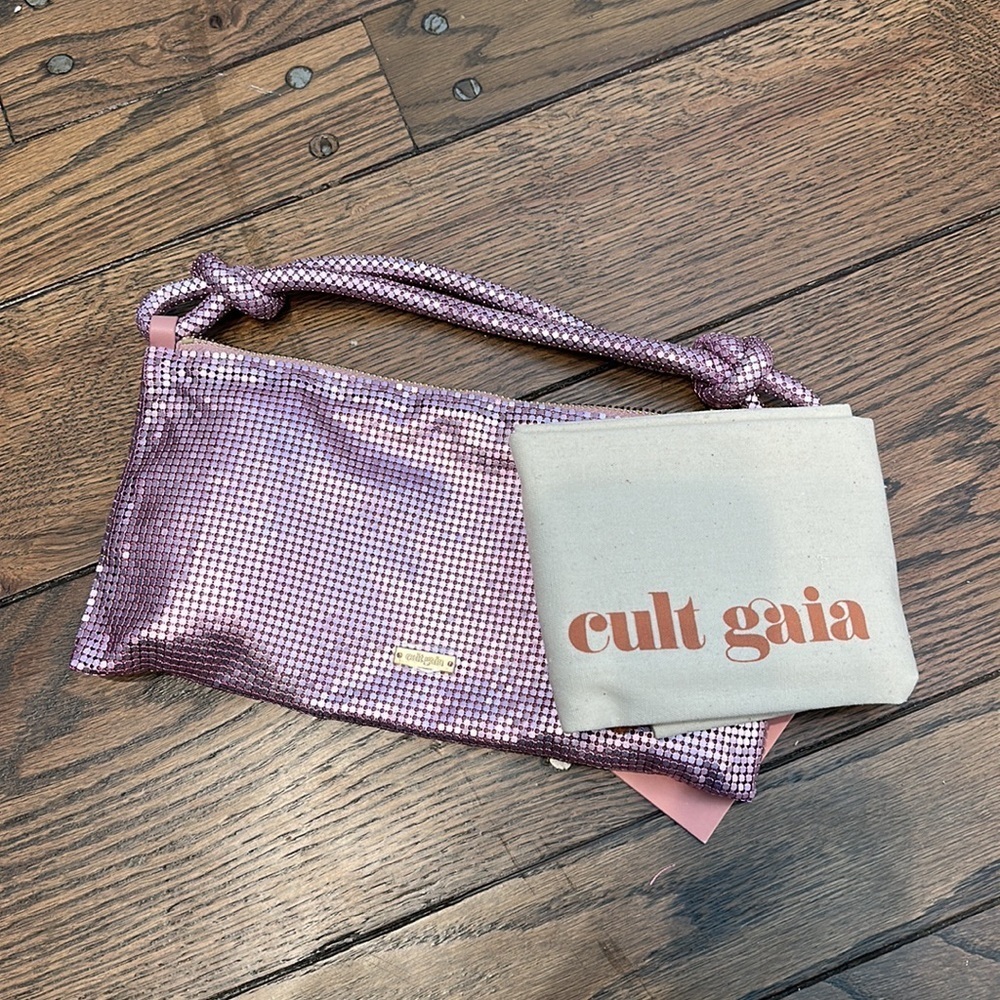 Cult Gaia Hera Nano Pink Chainmail Shoulder Bag Cameo
